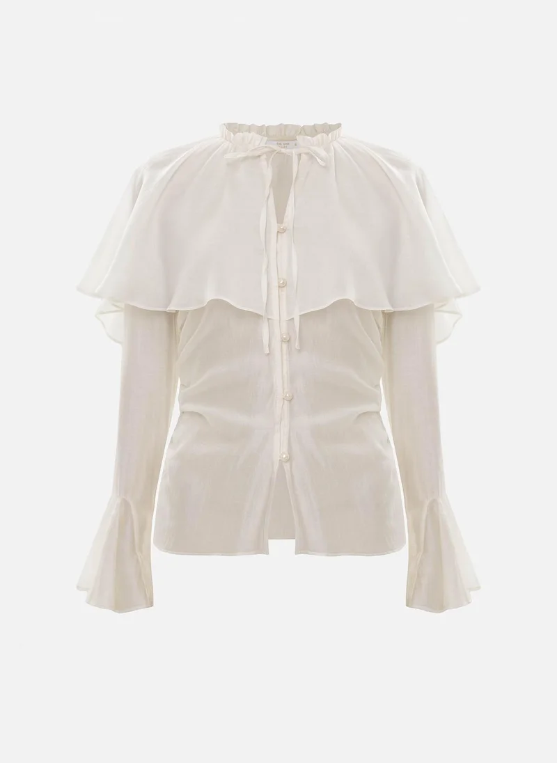 Lichi Lightweight fabric blouse with a voluminous cape